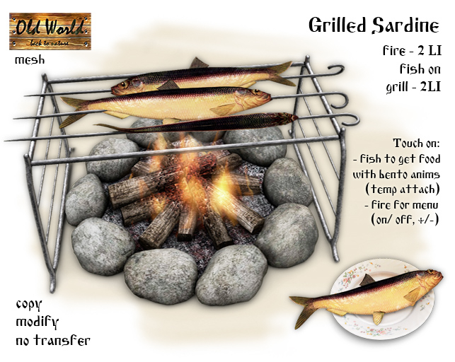Second Life Marketplace Grilled Sardine Old World Rustic / Medieval